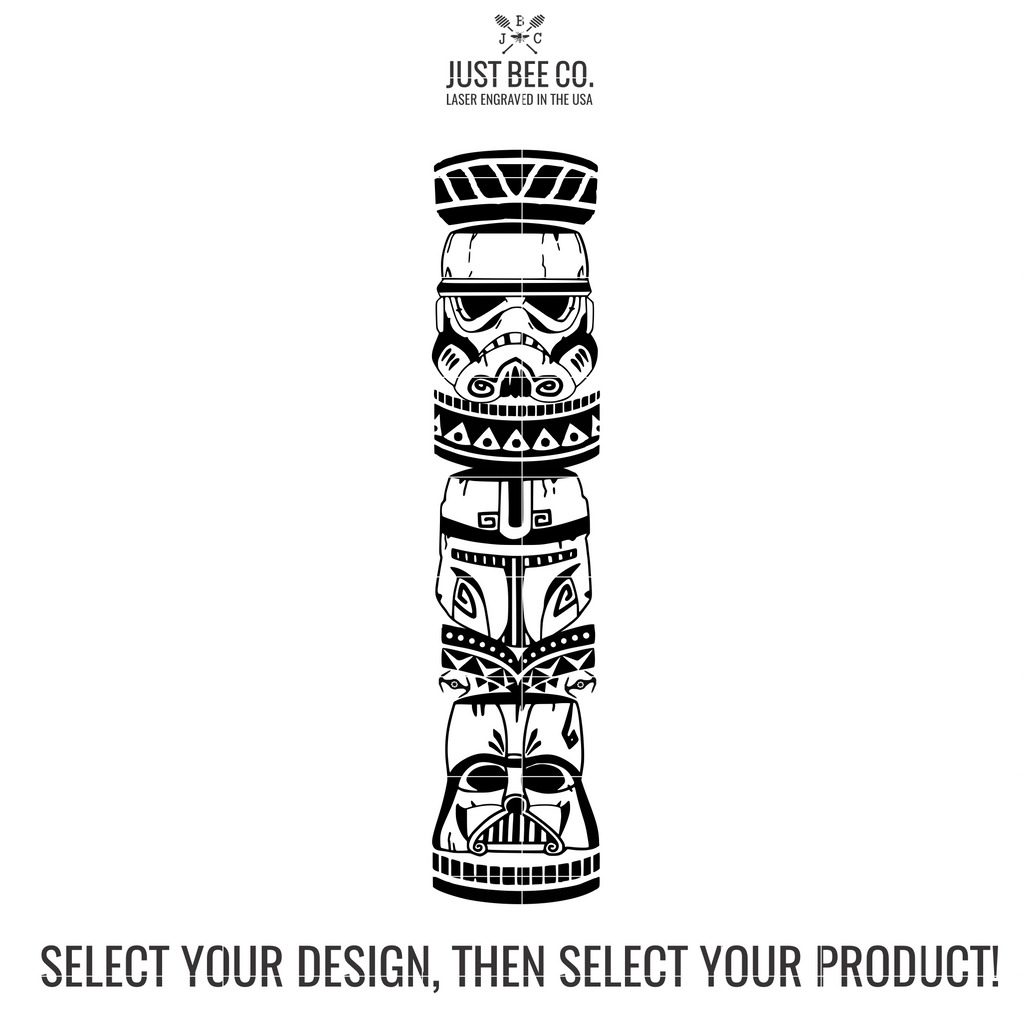 Darkside Tiki Totem Pole Plain Laser Engraved Cup - Just Bee Co. Darkside Tiki Totem Pole Plain Laser Engraved Cup - Just Bee Co.