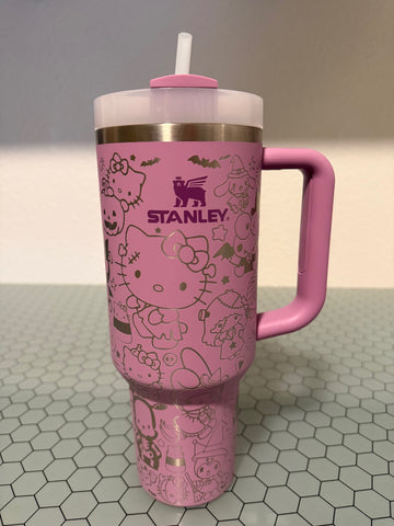 RTS - 40oz Lilac Stanley Quencher - Kitty Halloween