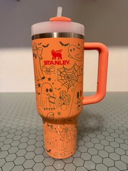 RTS - 40oz Nectarine Stanley Quencher - Ghosts and Bows