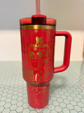 IMPERFECT RTS - 40oz Holly Berry Stanley Quencher - Dis Baking Spirits Bright